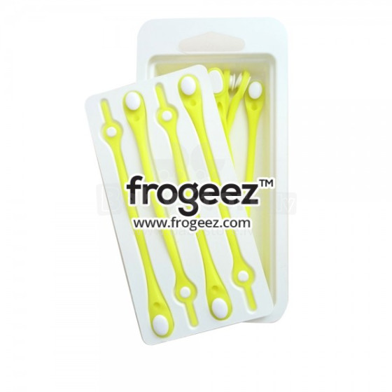 „Frogeez ™“ nėriniai (geltonos ir baltos spalvos) batų silikoninės virvelės - segtukai 14 vnt.
