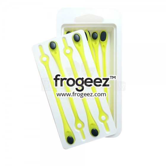 „Frogeez ™“ nėriniai (geltoni ir juodi) batų silikoninės virvelės - segtukai 14 vnt.