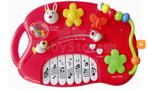 „Babymix BL-1300 Red“ muzikinis žaislinis pianinas su garsais ir šviesomis