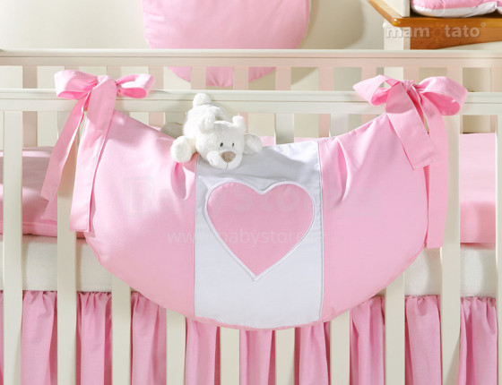 „Mamo Tato“ širdies plk. Rožinė kišenėlė lovelei (60x30 cm)