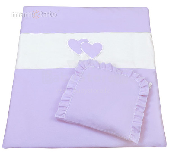 Mamo Tato Heart Col. Lavender Комплект постельного белья для коляски из 2 частей