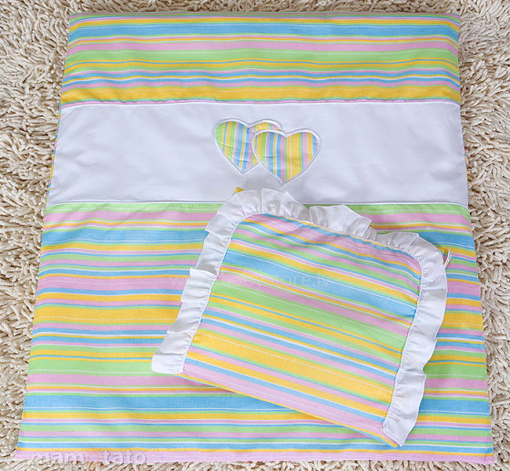 Mamo Tato Heart Col. Candy Комплект постельного белья для коляски из 2 частей