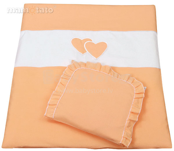 Mamo Tato Heart Col. Peach Комплект постельного белья для коляски из 4 частей