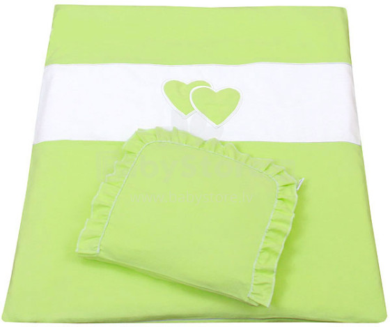 Mamo Tato Heart Col. Green Комплект постельного белья для коляски из 4 частей