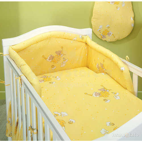 Mamo Tato Bear Col. Yellow Kokvilnas gultas veļas komplekts no 3 daļam (60/135x100 cm)
