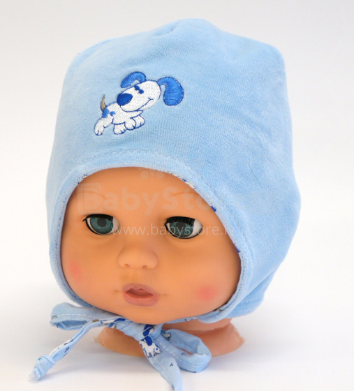 Aliap Art.4216 Blue velur детская шапочка 100%  хлопок Весна-Осень