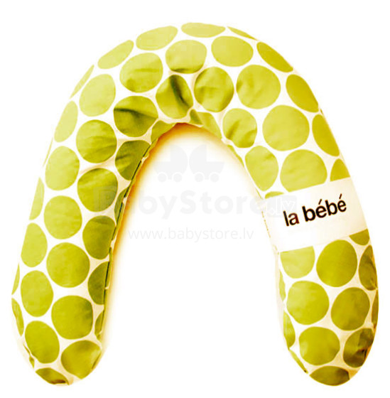 La Bebe™ Rich Maternity Pillow Art.78698 White&Green dots Подковка для сна, кормления малыша 30x104 cm
