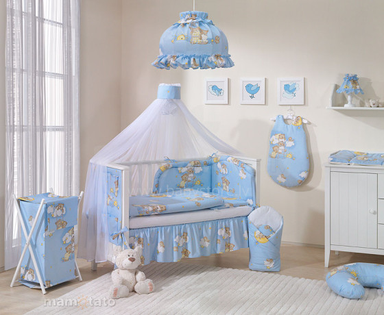 Mamo Tato Teddy Bears Col. Blue  Kokvilnas gultas veļas komplekts no  daļam (60/100x135 cm)