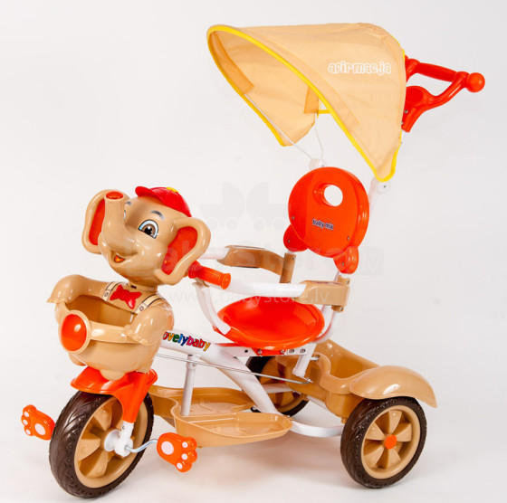 Babymix AL JG-870 Coffe Детский интерактивный трехколесный велосипед с навесом Слон