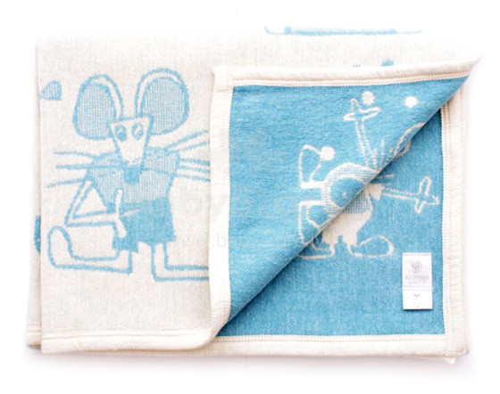 Cotton Eco blanket Art.0771 Mouse Blue Cotton Chenille blanket  140x90 cm