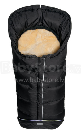 Fillikid Art.5670-06 Everest Black duck down & lambskin Footmuff Пуховый спальный мешок на натуральной овчинке для коляски 100 x 45 cm