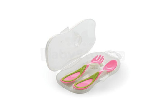 Nuvita Art. 1407 Pink Spoon and fork with travel case