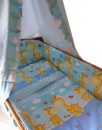ANKRAS Bērnu gultiņas aizsargapmale 180 cm GIRAFFE blue