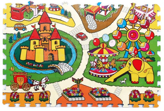 Animal Land Art.000085 Bērnu daudzfunkcionālais grīdas paklājs puzle dzīvnieki (no 81 elementa)