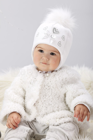 Marika Art.MZ-0217 Тёплая шапочка для малышей с помпоном (розовая)