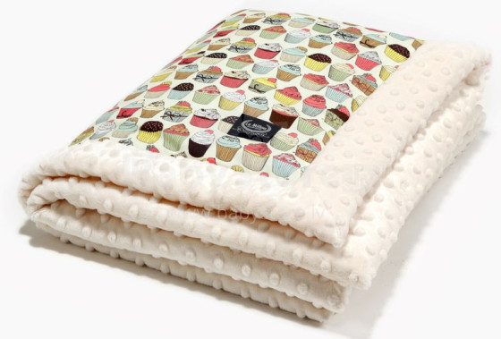 „La Millou“ menas. 83419 Kūdikių antklodės storio „Cupcakes Ecru Premium“ dvipusė antklodė (65x75 cm)