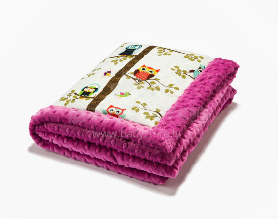 „La Millou“ autorė Anna Mucha Art. 83451 „Infart“ antklodė „Owl Radio Raspberry Premium“ kokybės dvipusė antklodė (65x75 cm)