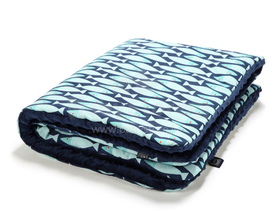 La Millou Art. 83499 Toddler Blanket Po Prostu Sledzik Navy Высококачественное детское двустороннее одеяло (80x100 см)