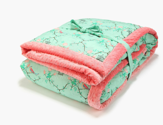 „La Millou“ menas. 83596 Tėvams Maggie Rose Mint Coral Premium kokybės dvipusė antklodė (140x200 cm)