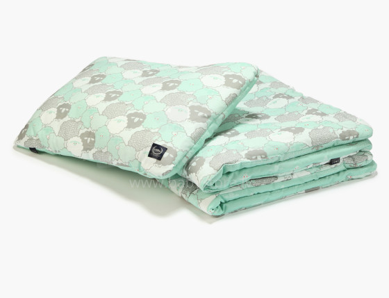 La Millou Art. 83974 Bedclouthes S Mint Sheep Family&Strips Высококачественное детское одеяло и подушка