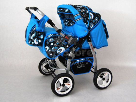 Raf-pol Twins Art. 4613 Детская универсальная современная коляска для двойни с надувными колесами [всё в комплекте]