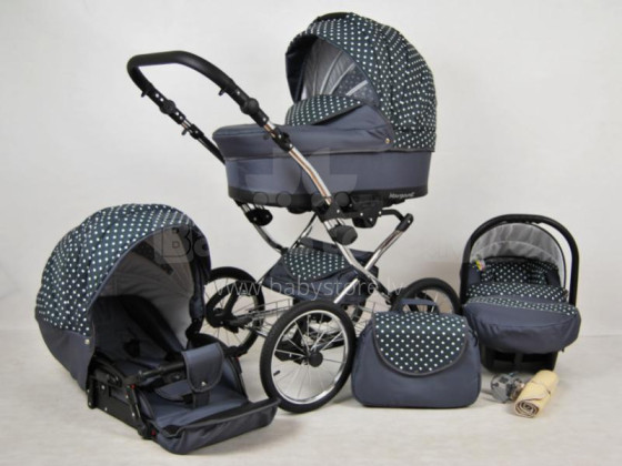 „Raf-pol Margaret“ išskirtinis menas. 84686 Vaikų universalus naujagimis šiuolaikinis vežimėlis su pripučiamais ratais 2 viename [viskas komplekte]