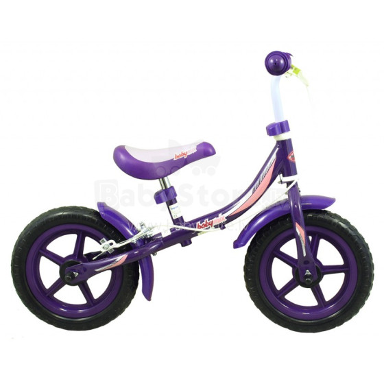 Vaikiškas motoroleris „BabyMix Purple 888G Brake Balance Bike“ su matiniu rėmeliu 12 '' ir stabdžiais