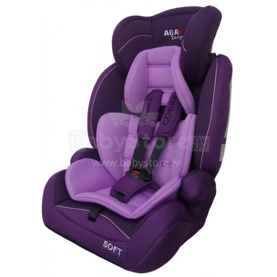 Aga Design Cobra Soft YB704A Violet Bērnu autokrēsls  (9-36 kg) 