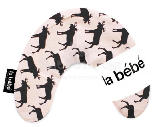 La Bebe ™ Mimi slaugos medvilnės pagalvė, art. 3232, briedžio juoda / pilka pasagos pagalvėlė, 19x46 cm