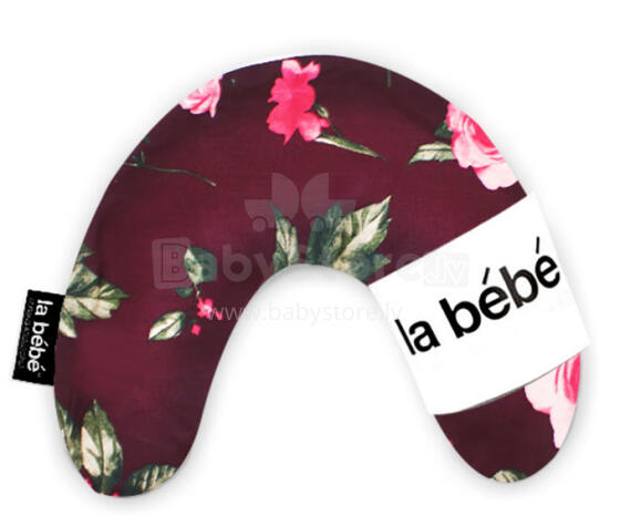 La Bebe ™ Mimi slaugos medvilnės pagalvė, 82178 rožių prisotinta purpurinė atrama pasagos pagalvėlei 19x46cm