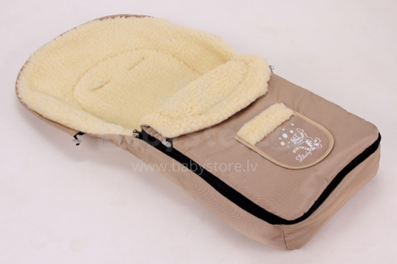 Bambini Art.85665 Спальный мешок на натуральной овчинке для коляски/санок 95 см