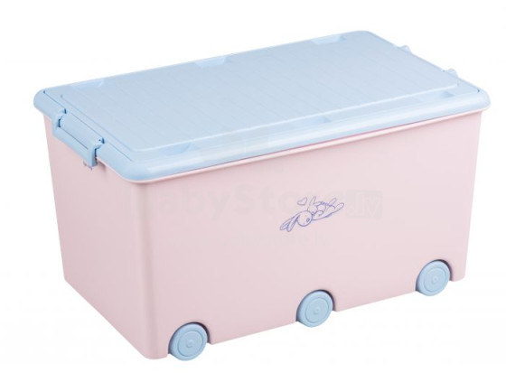 Tega Baby Rabbit Art.KR-010-104 Light Pink Ящик для игрушек на колесиках 52l