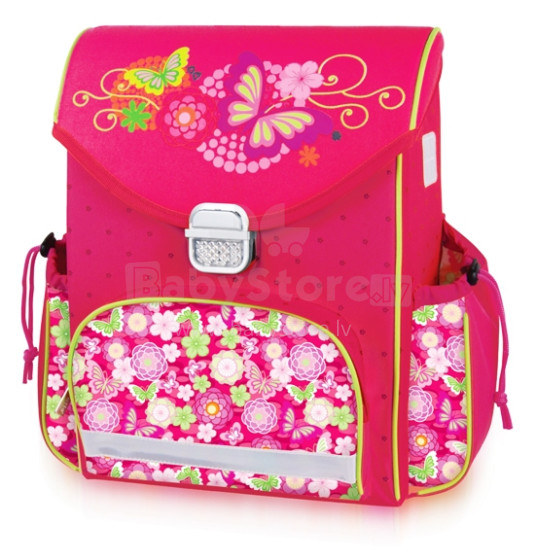 Patio Ergo School Backpack Art.86149 Школьный эргономичный рюкзак с ортопедической воздухопроницаемой спинкой [портфель, ранец]  Butterfly Pink 39987