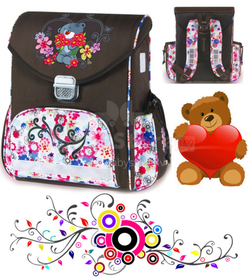 Patio Ergo School Backpack Art.86137 Школьный эргономичный рюкзак с ортопедической воздухопроницаемой спинкой [портфель, ранец] TED BEAR 53068