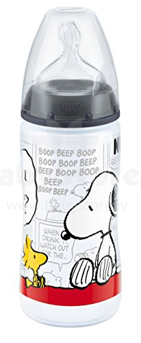 Nuk First Choice Snoopy Art.10216168  Plastmasas pudelīte ar plašu kakliņu un silikona knupīti pienam, 2.izmēra (6-18 mēn.) 300 ml