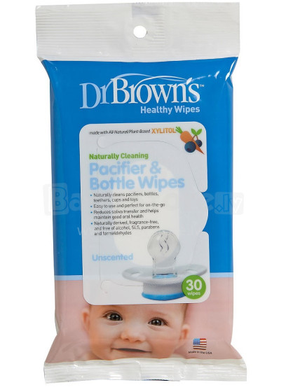 Dr.Browns Wipes Bottle Art.HG040-P2 drėgnos servetėlės masalams ir buteliams valyti, 30vnt.