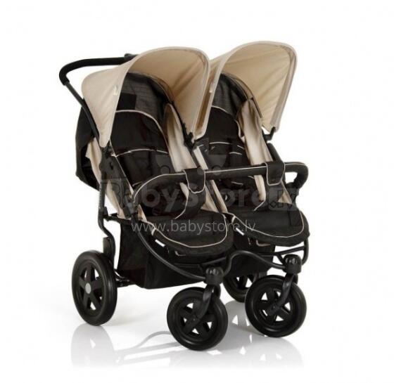 „Hauck'16 Roadster Duo SL Caviar / Almond“ sportiniai vežimėliai dvyniams