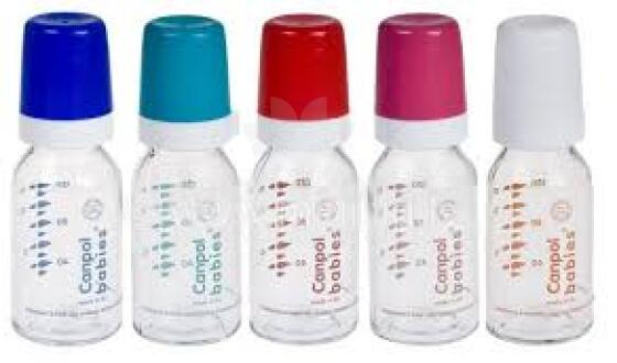 „Canpol Babies 42/102“ stiklo profiliuotas butelis 120ml su čiulptuku 3m +
