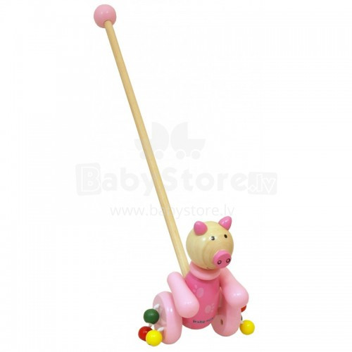 Babymix Art.38174 Деревянная игрушка толкалка Свинка