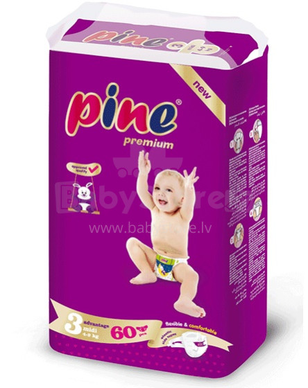 Pine Midi 3 Art.87661 autiņbiksītes jaundzimušajiem 4-9kg,11gb
