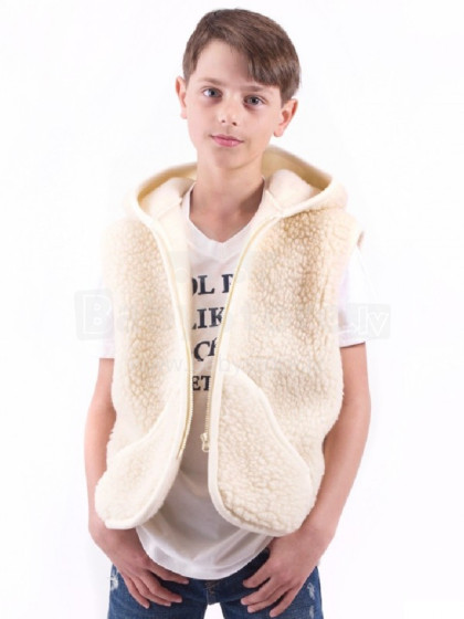 „Eco Wool Robby Art.1154“ vaikiška liemenė iš merino vilnos su gobtuvu (XS-XL)
