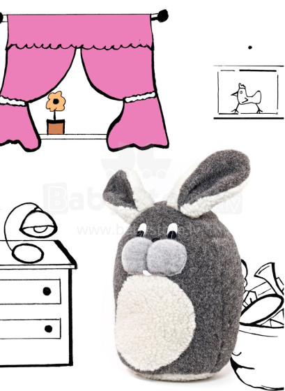 Eco Wool Bunny  Art.1421 Col.Graphite  Детская игрушка-подушка  из натуральной овчинки