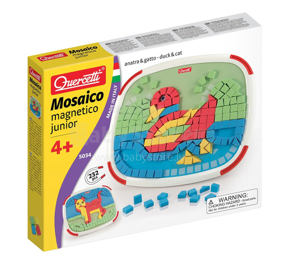 Quercetti Mini Mosaico Junior Art.Q5034 Детская мягкая магнитная мозайка (232 элемента)