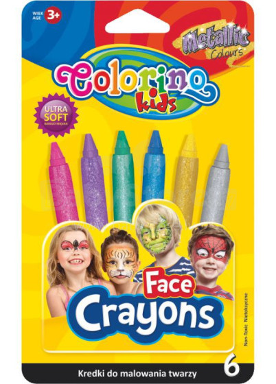 Colorino Art.65917 Face Crayons Metallic Colours Sejas krītiņi (6 gab.) 