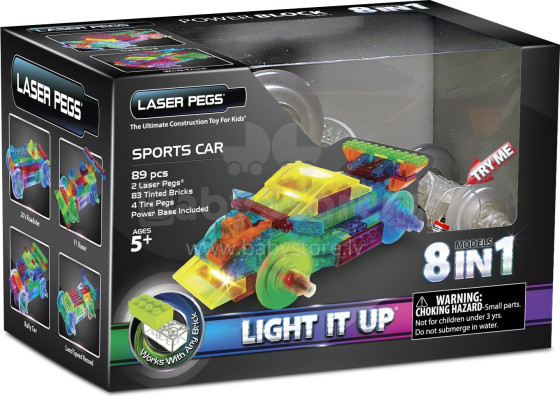 Laserpegs 8 in 1 Sports Car  Art.PB1410B  Konstruktors spīd tumsā,89 det.