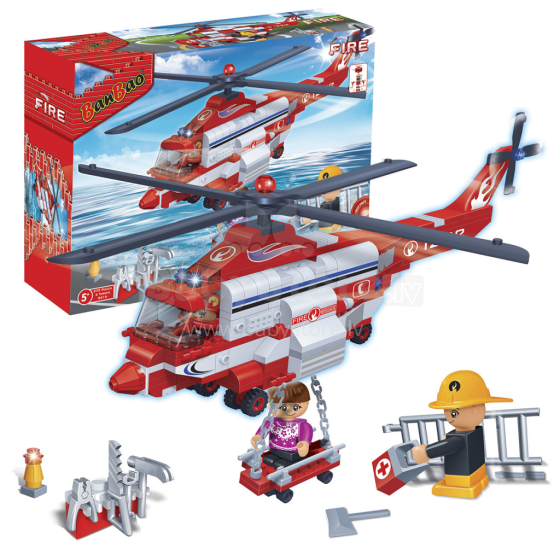 „BanBao“ straipsnis. 8315 ugniagesių sraigtasparnis su žibintais gelbėjimo sraigtasparniu - konstruktorius su šviesos efektais