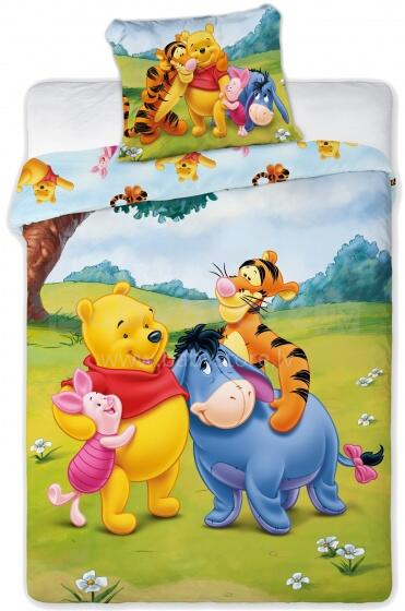 „Faro Tekstilia Disney“ patalynės Mikė Pūkuotukas Art.033 Medvilninis patalynės komplektas 100x135 + 40x60 cm