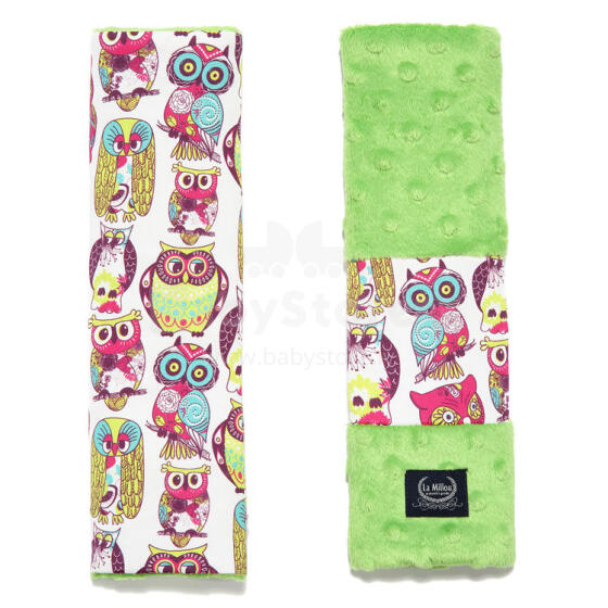 „La Millou“ menas. 91645 Saugos diržų dangtelis WILD OWLS - GREEN Saugos diržų dangčiai