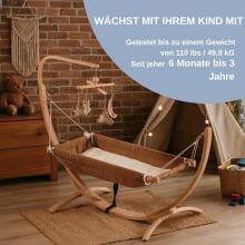 Hammock with Wooden Frame Art.101082 Beige Детский гамак с деревянным каркасом - эргономичный подвесной шезлонг 66 x 150 см для детей 3-5 лет