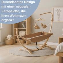 Hammock with Wooden Frame Art.101082 Beige Детский гамак с деревянным каркасом - эргономичный подвесной шезлонг 66 x 150 см для детей 3-5 лет